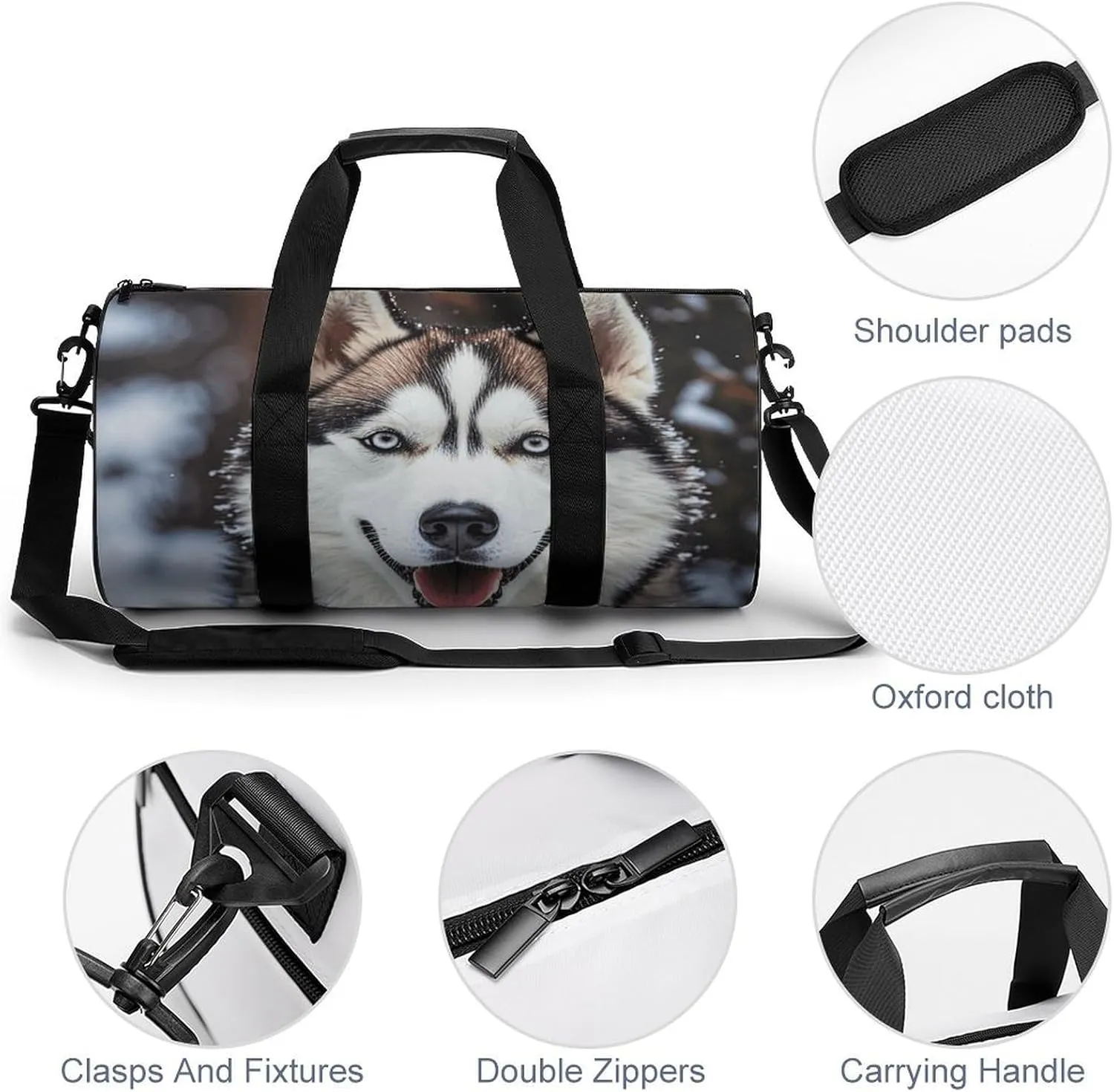 Gym Bags Small Lovely Huskys Duffel Bag Overnight Bag with Shoe Compartment Carryon Bag for Men Women