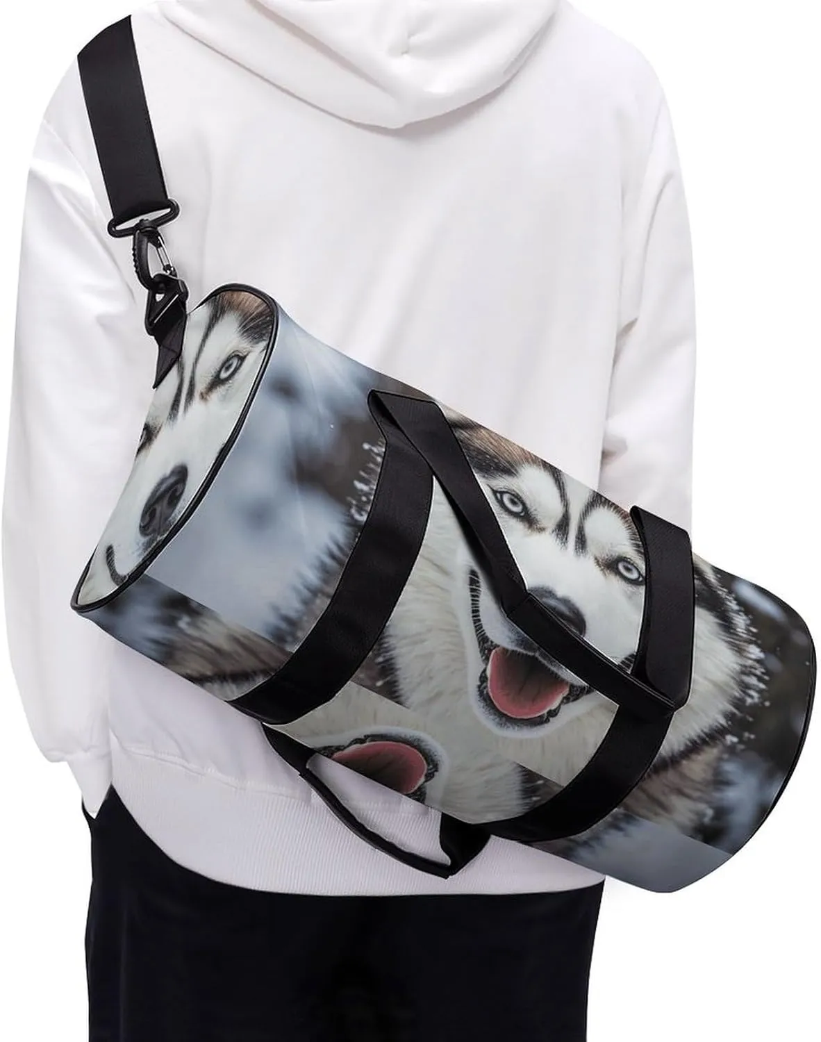 Gym Bags Small Lovely Huskys Duffel Bag Overnight Bag with Shoe Compartment Carryon Bag for Men Women