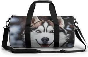 Gym Bags Small Lovely Huskys Duffel Bag Overnight Bag with Shoe Compartment Carryon Bag for Men Women