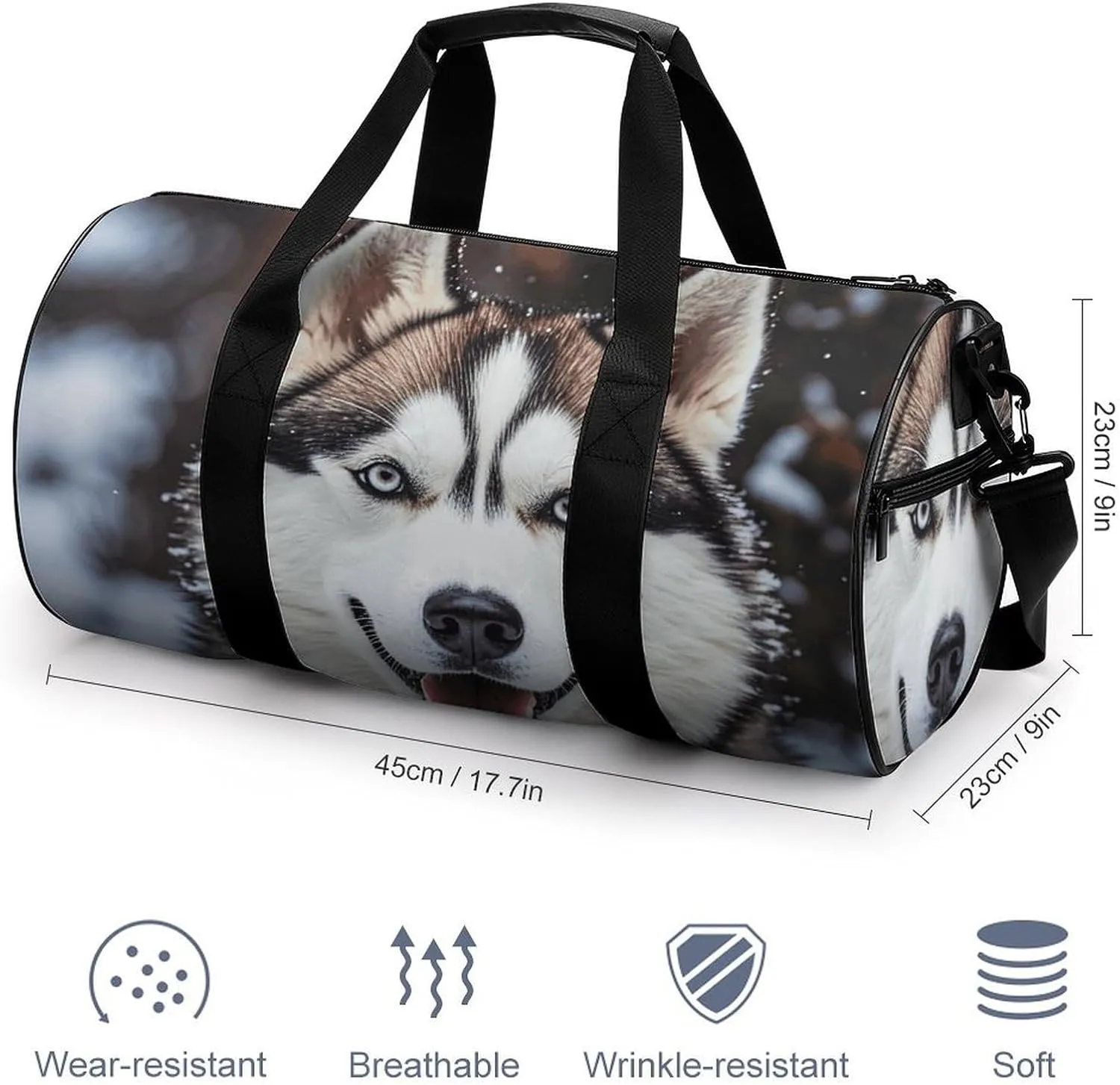Gym Bags Small Lovely Huskys Duffel Bag Overnight Bag with Shoe Compartment Carryon Bag for Men Women