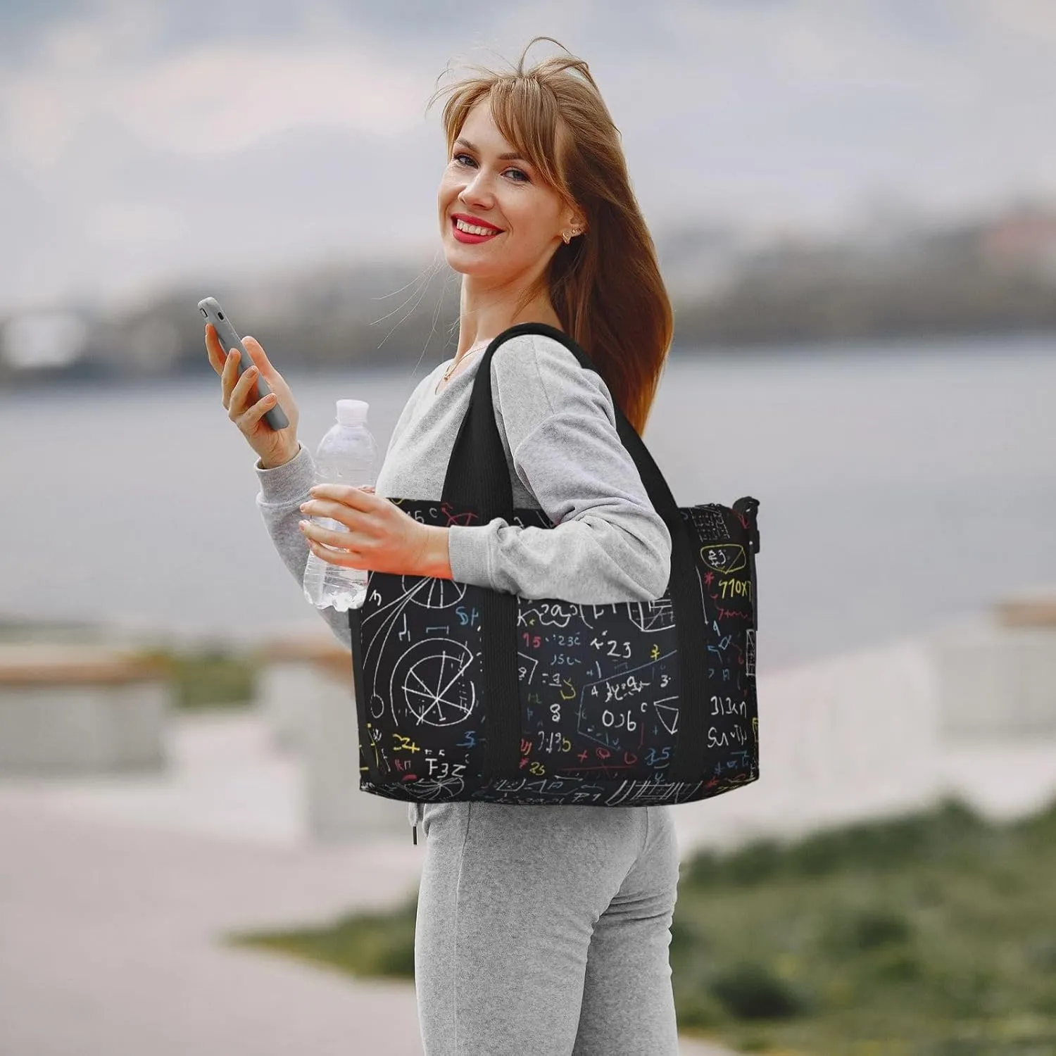 Gym Bags Small mathematics and physics Duffel Bag Overnight Bag with Shoe Compartment Carryon Bag for Men Women