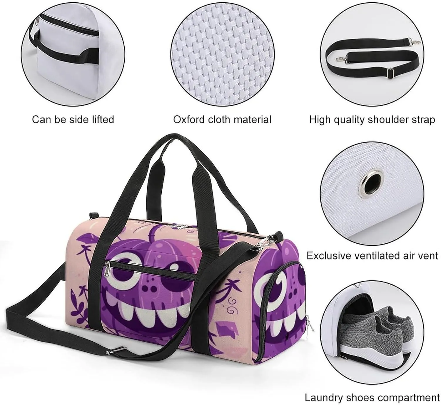 Gym Bags Small Monster Pumpkin Duffel Bag Overnight Bag with Shoe Compartment Carryon Bag for Men Women