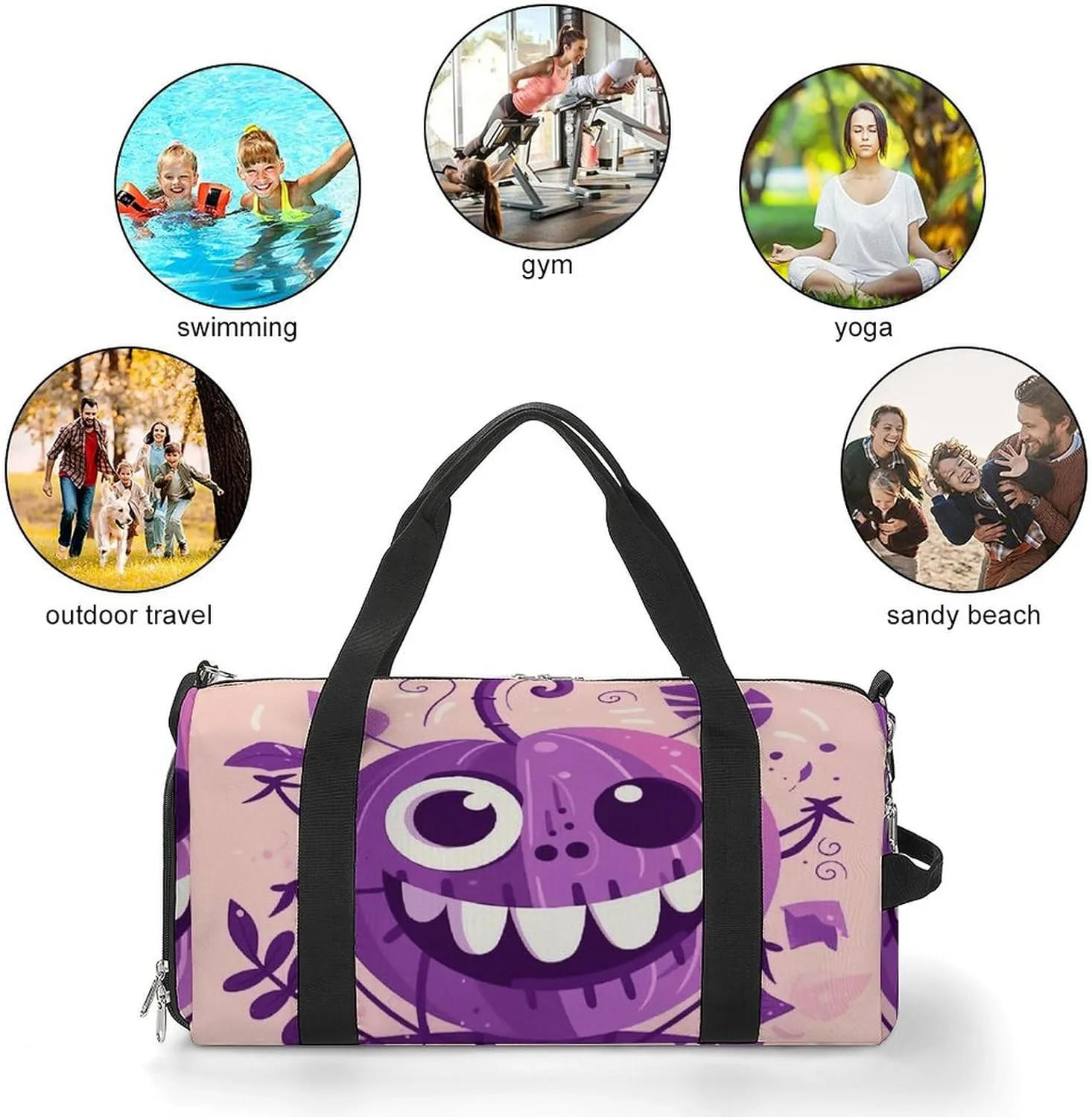 Gym Bags Small Monster Pumpkin Duffel Bag Overnight Bag with Shoe Compartment Carryon Bag for Men Women