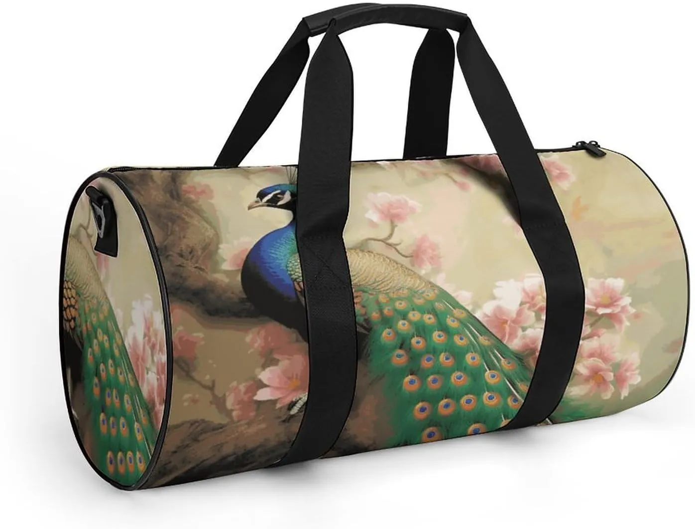 Gym Bags Small Oriental Peacock on Flower Tree Duffel Bag Overnight Bag with Shoe Compartment Carryon Bag for Men Women