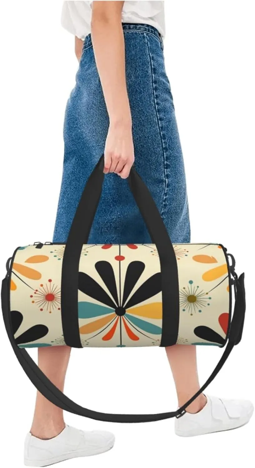 Gym Bags Small Retro Modern Duffel Bag Overnight Bag with Shoe Compartment Carryon Bag for Men Women