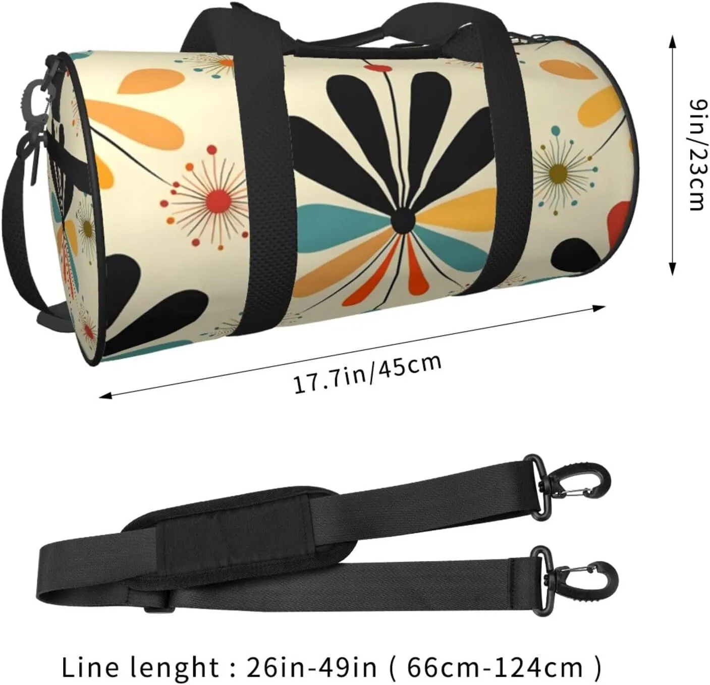Gym Bags Small Retro Modern Duffel Bag Overnight Bag with Shoe Compartment Carryon Bag for Men Women