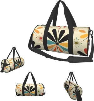 Gym Bags Small Retro Modern Duffel Bag Overnight Bag with Shoe Compartment Carryon Bag for Men Women
