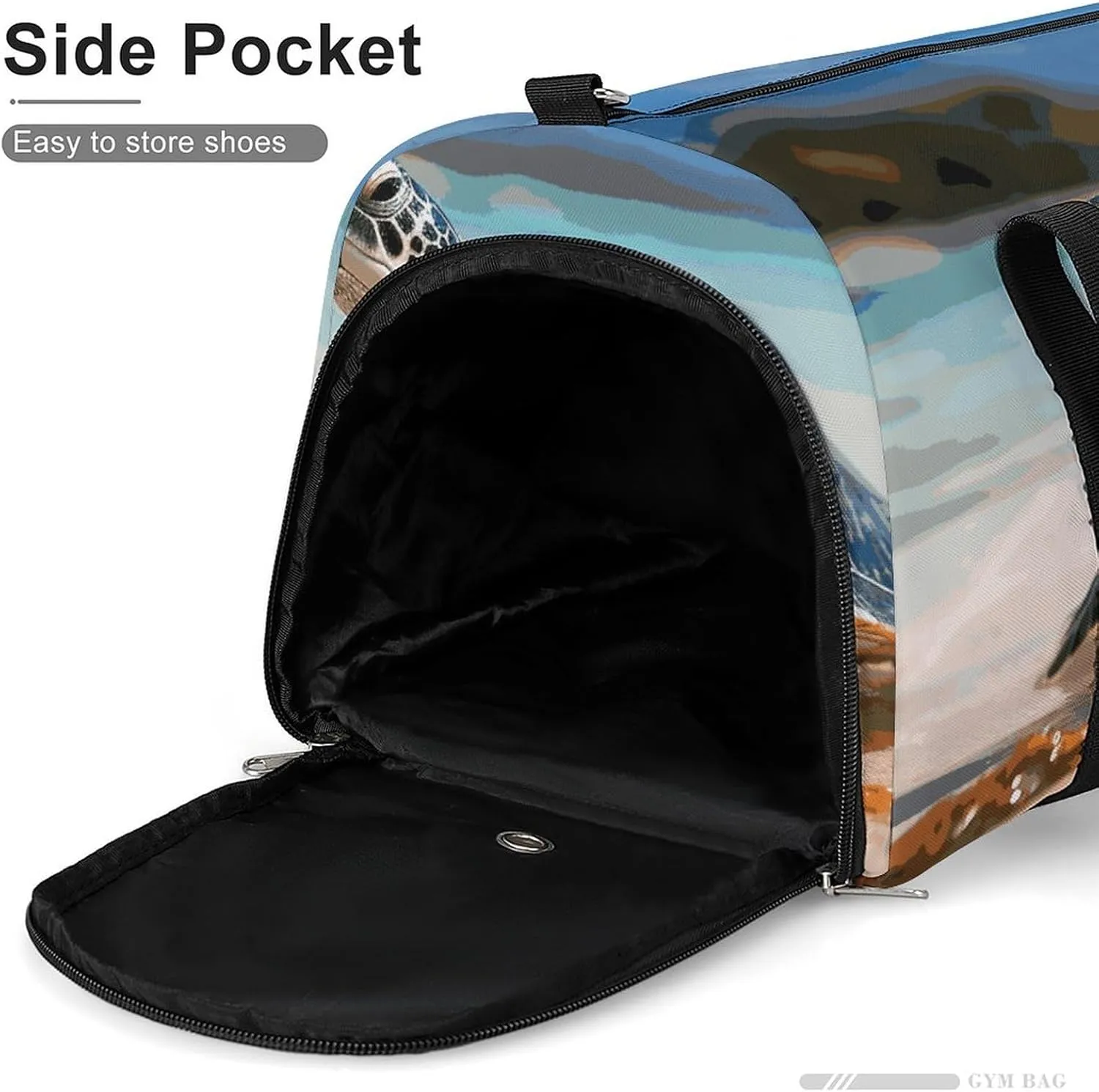 Gym Bags Small Sea Turtle on The Beach Duffel Bag Overnight Bag with Shoe Compartment Carryon Bag for Men Women