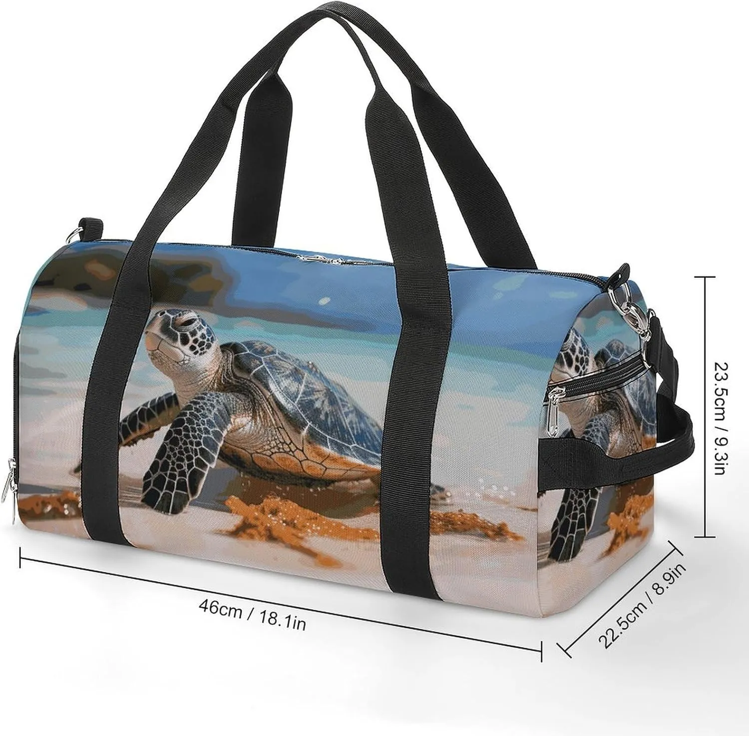 Gym Bags Small Sea Turtle on The Beach Duffel Bag Overnight Bag with Shoe Compartment Carryon Bag for Men Women