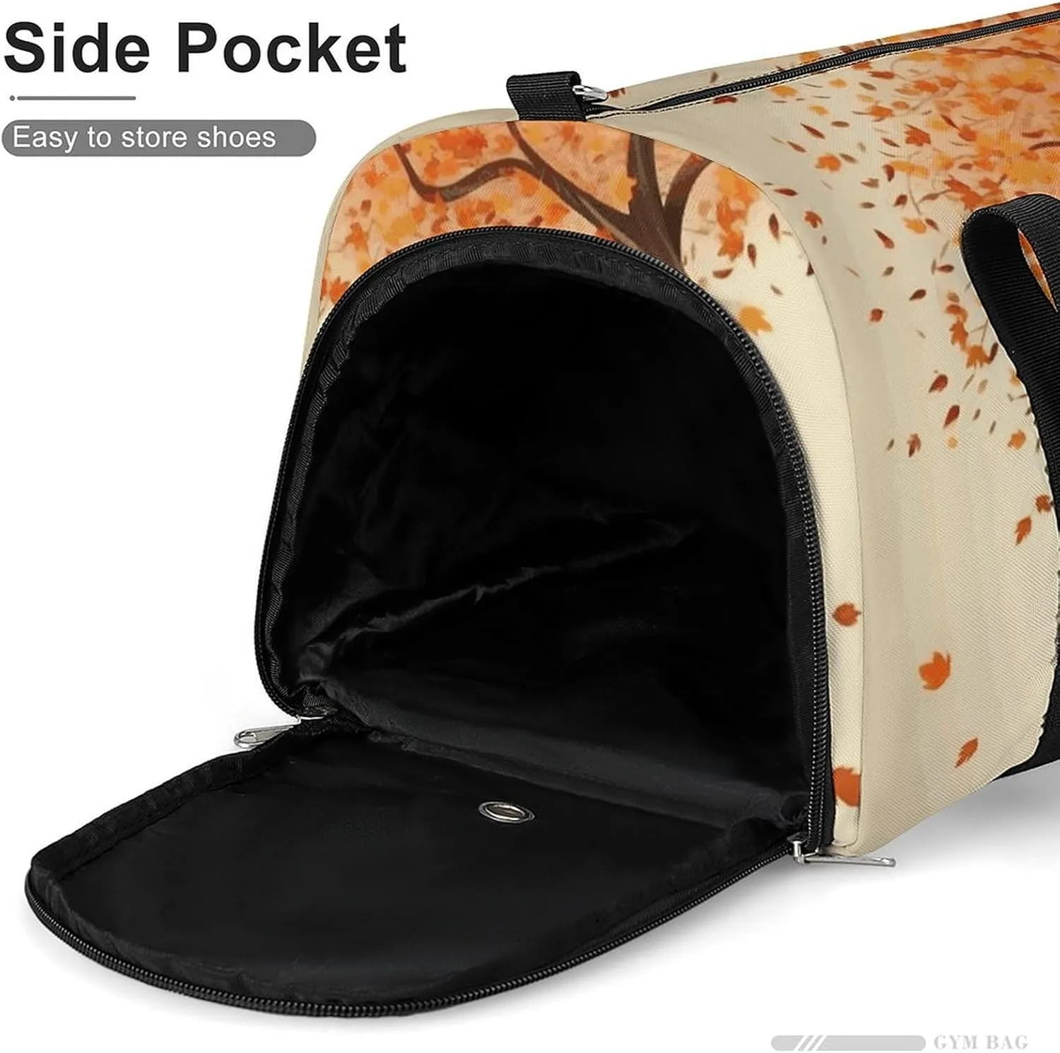 Gym Bags Small Tree Autumn Falling And Bicycle Duffel Bag Overnight Bag with Shoe Compartment Carryon Bag for Men Women