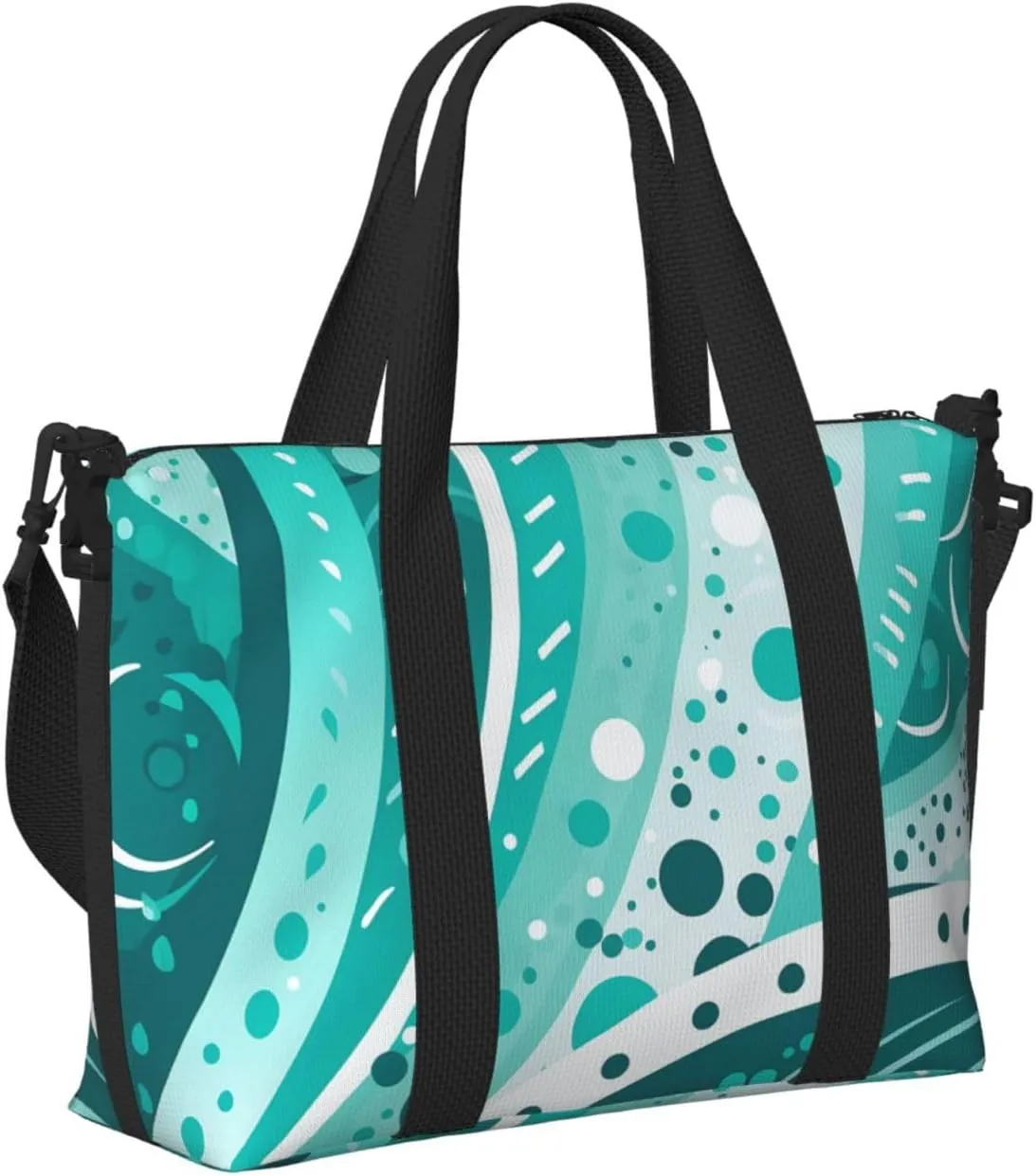 Gym Bags Small Turquoise and white circle Duffel Bag Overnight Bag with Shoe Compartment Carryon Bag for Men Women
