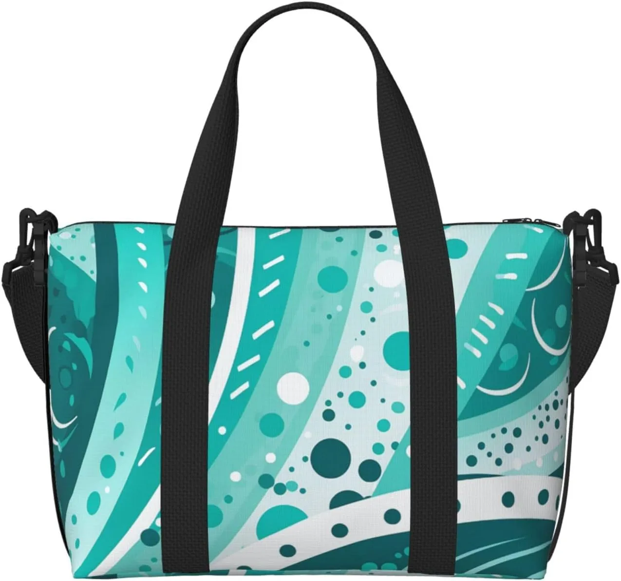 Gym Bags Small Turquoise and white circle Duffel Bag Overnight Bag with Shoe Compartment Carryon Bag for Men Women