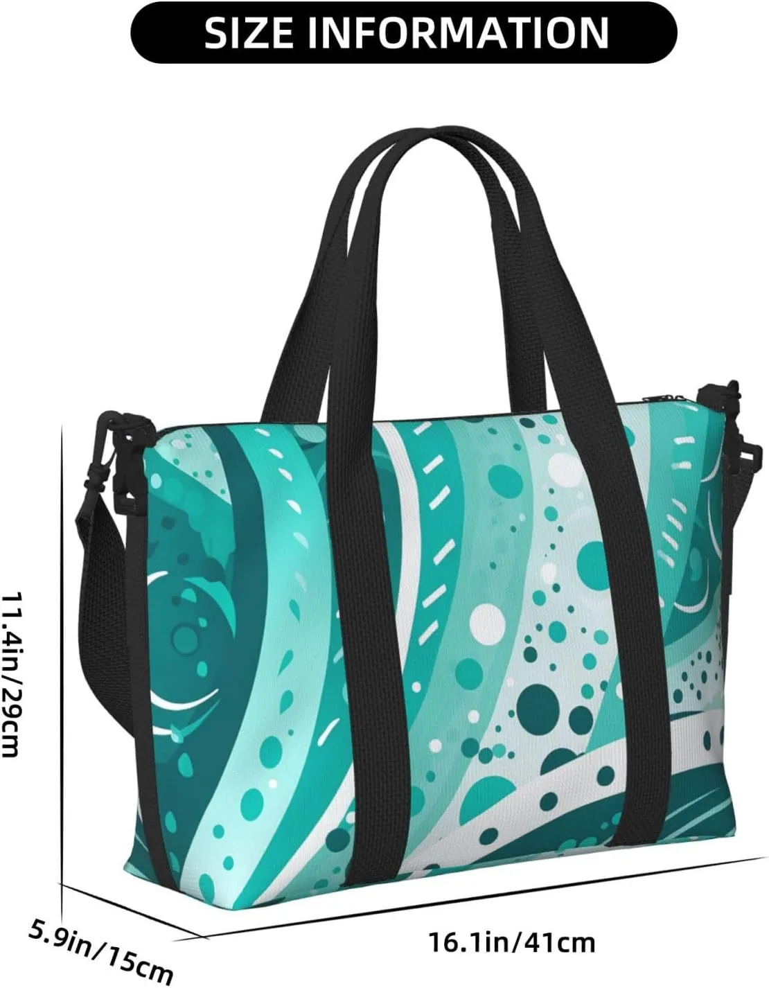 Gym Bags Small Turquoise and white circle Duffel Bag Overnight Bag with Shoe Compartment Carryon Bag for Men Women