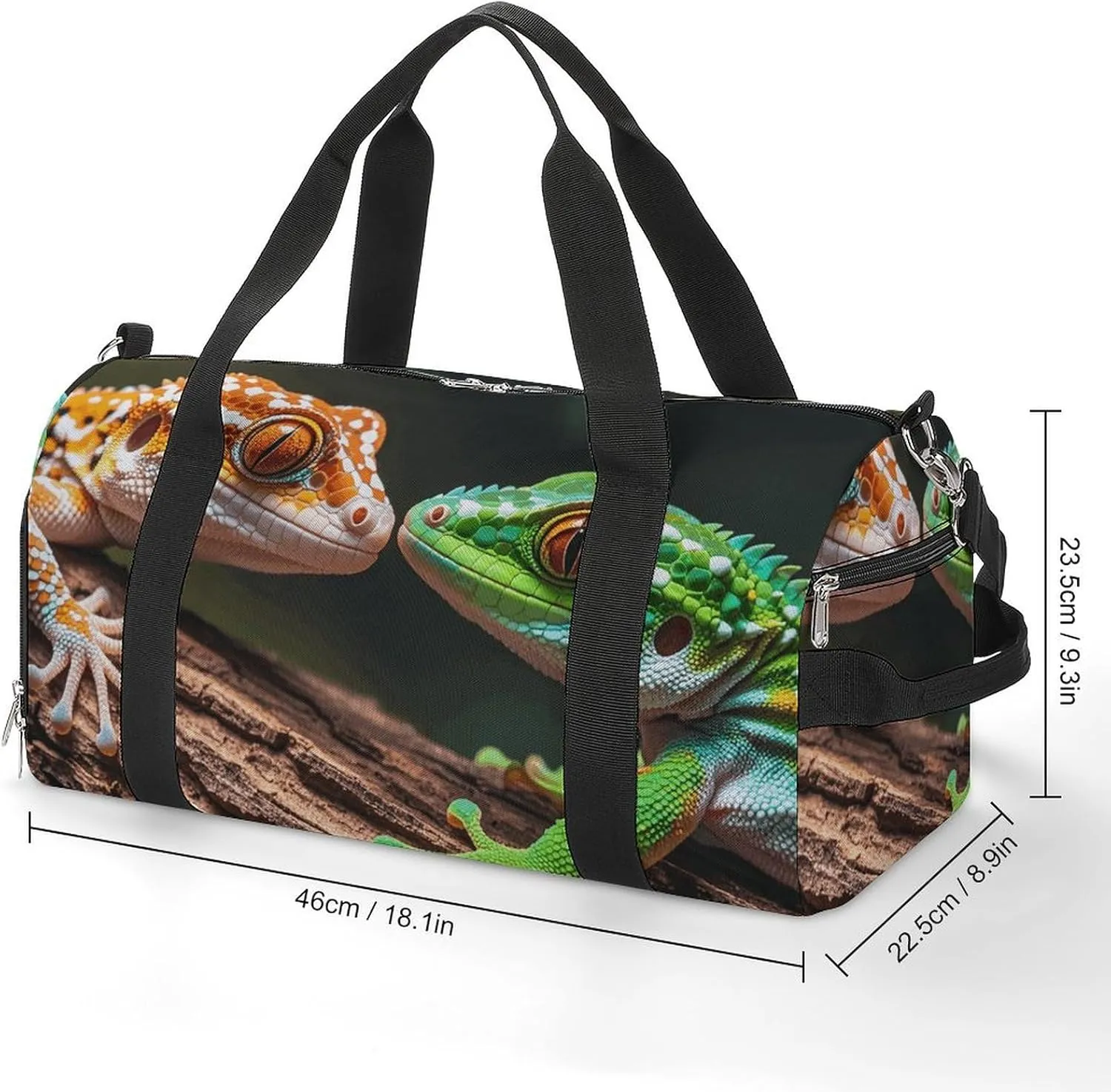 Gym Bags Small Two Geckos Duffel Bag Overnight Bag with Shoe Compartment Carryon Bag for Men Women