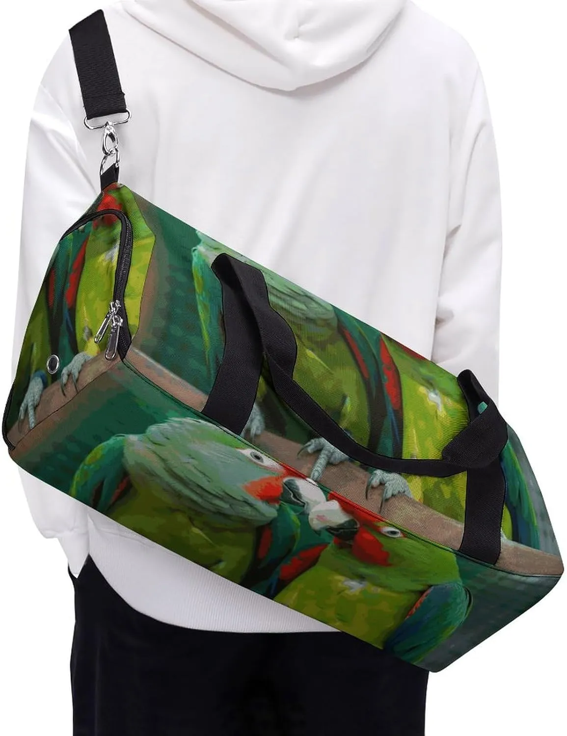 Gym Bags Small Two Parrots Love Each Other Duffel Bag Overnight Bag with Shoe Compartment Carryon Bag for Men Women