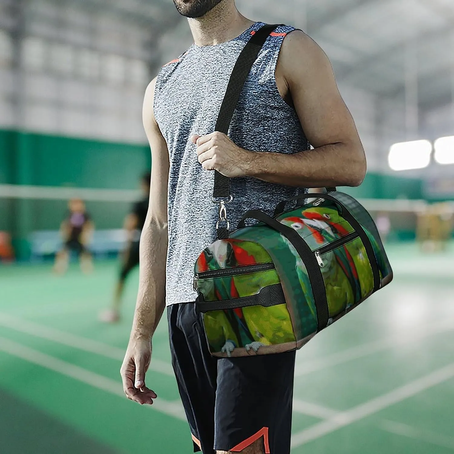 Gym Bags Small Two Parrots Love Each Other Duffel Bag Overnight Bag with Shoe Compartment Carryon Bag for Men Women