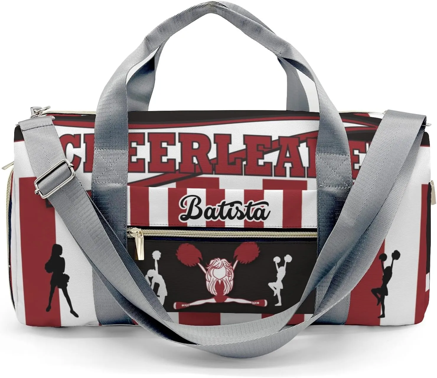 Gym Cheerleader Girl Red Custom Duffel Bag Sports Gym Bags Travel Weekender Overnight Bag for Girls Boys,Personalized Gymnastics Sleepover Bag Carry-on Bags Lightweight Work Out Bags