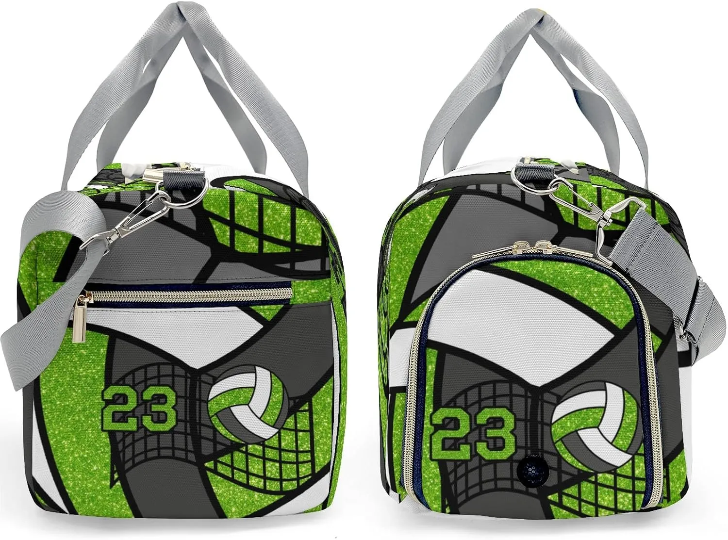 Gym Volleyball Player Grass Number Personalized Gym Dance Bag for Girls Boys,Custom Name Sport Duffel Bag Weekender Bags Carry On Travel Duffel Bag