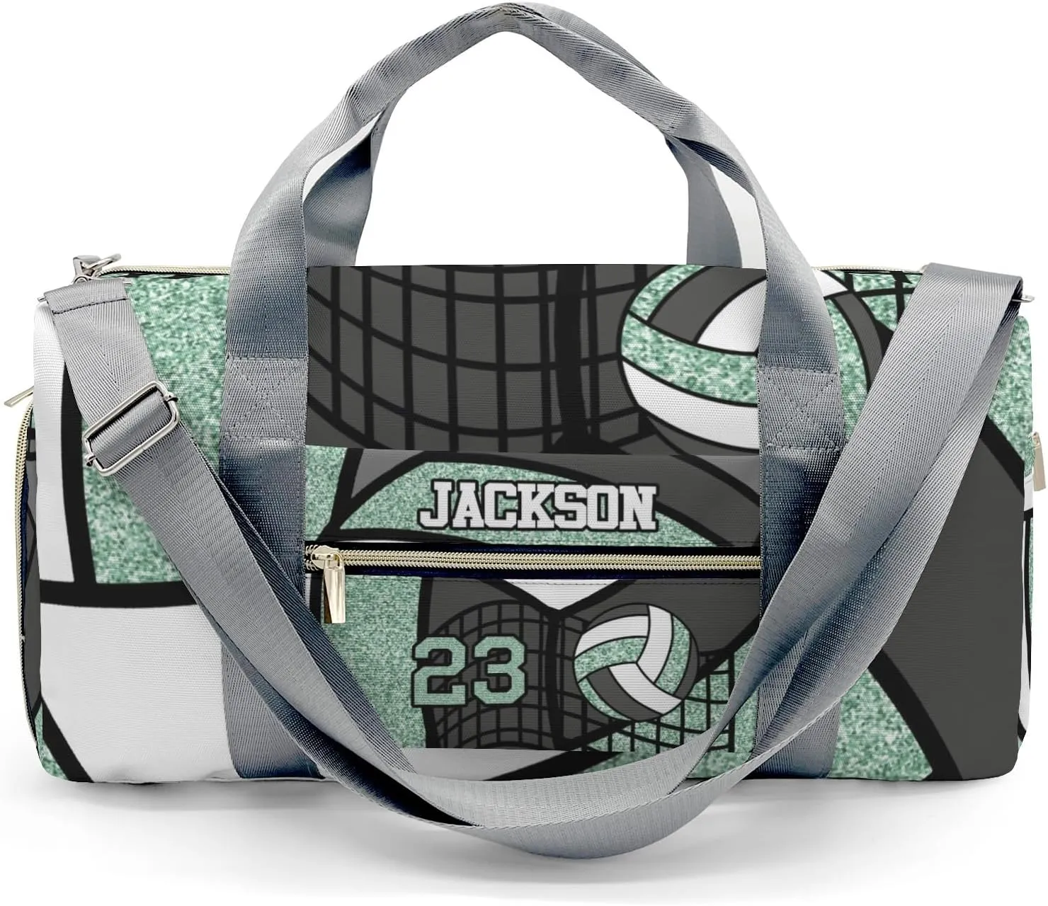 Gym Volleyball Player Mint Number Personalized Kids Duffel Swim Bag for Boys,Customized Swim Duffle Bag for Boys Man Kids Gifts