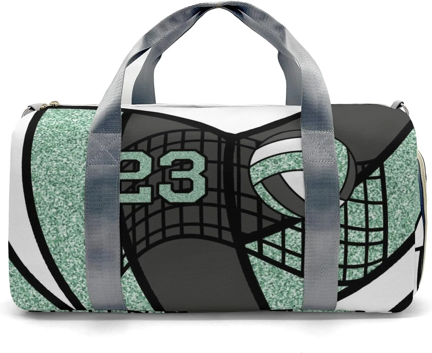 Gym Volleyball Player Mint Number Personalized Kids Duffel Swim Bag for Boys,Customized Swim Duffle Bag for Boys Man Kids Gifts