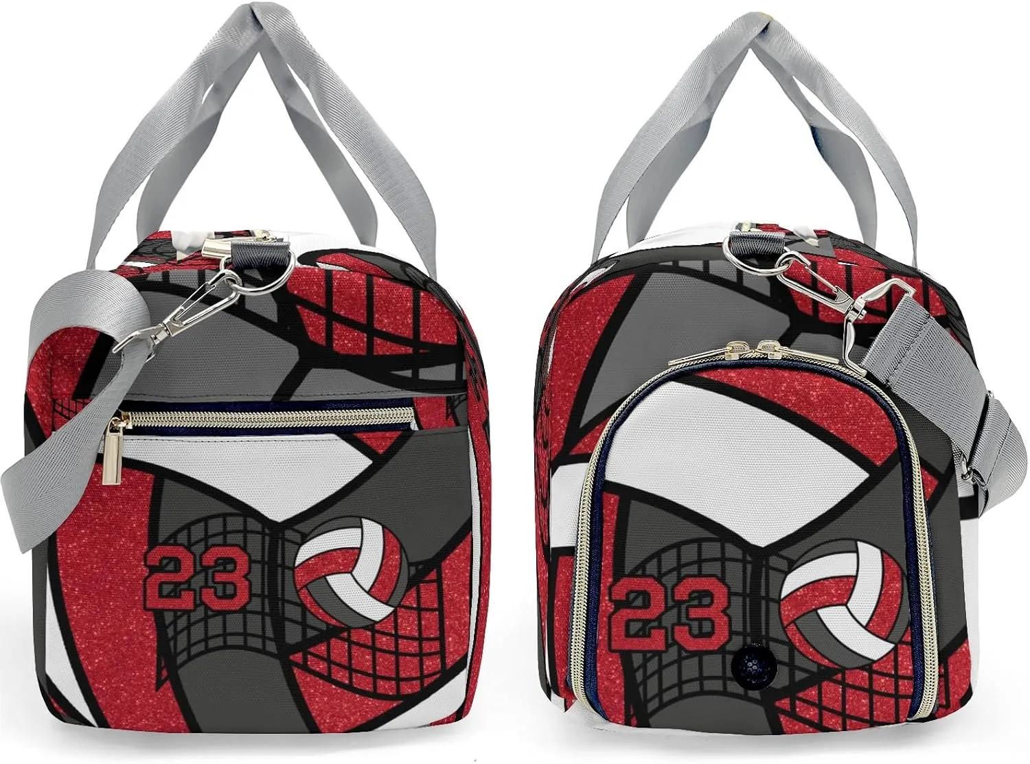 Gym Volleyball Player Red Number Custom Duffel Bag Sports Gym Bags Travel Weekender Overnight Bag for Girls Boys,Personalized Gymnastics Sleepover Bag Carry-on Bags Lightweight Work Out Bags
