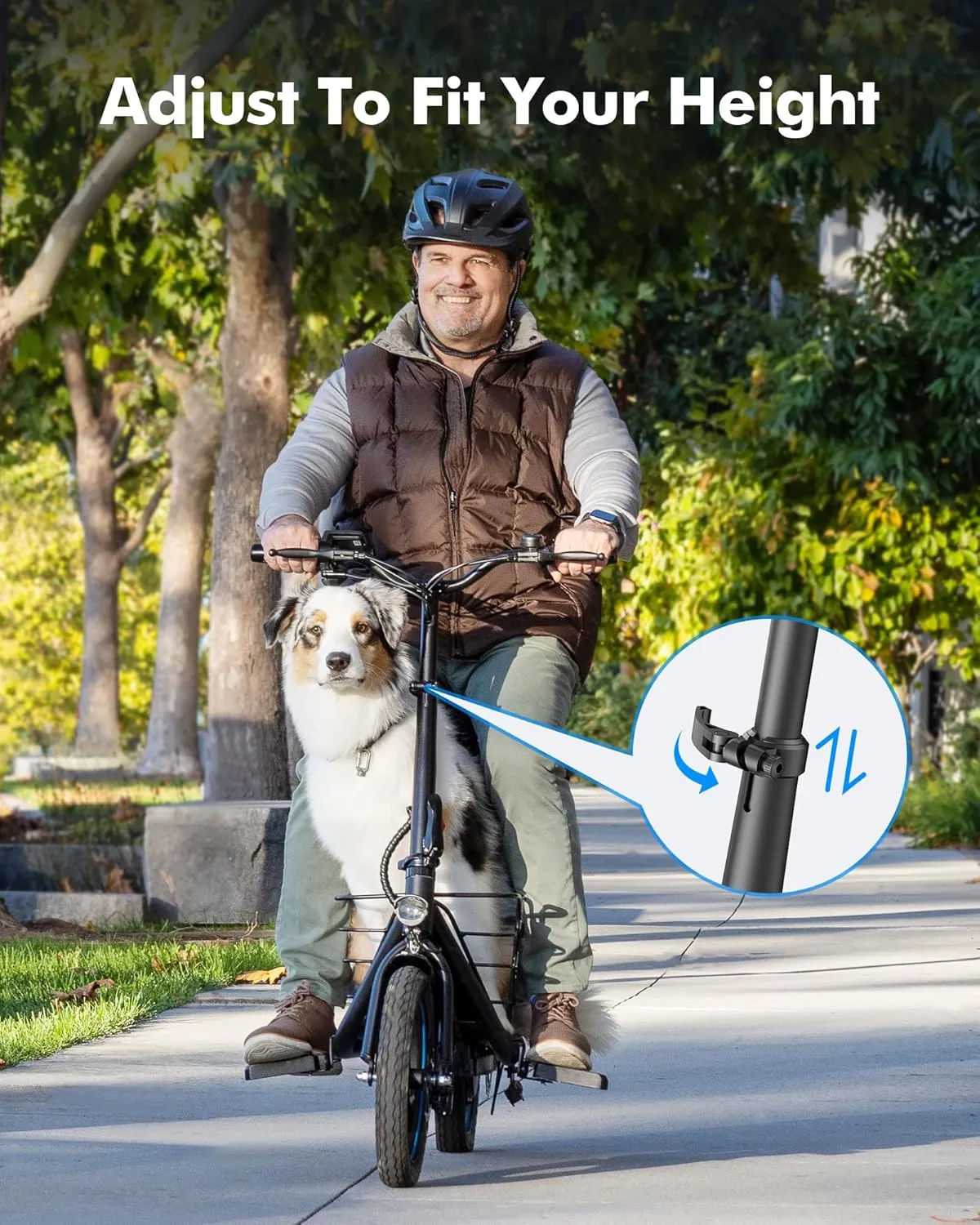 Gyroor Adults Electric Scooter with Large Middle Basket, 550W Motor 18.6 MPH 20 Mile Distance, Foldable E-Scooter with seat for Pets & Cargo