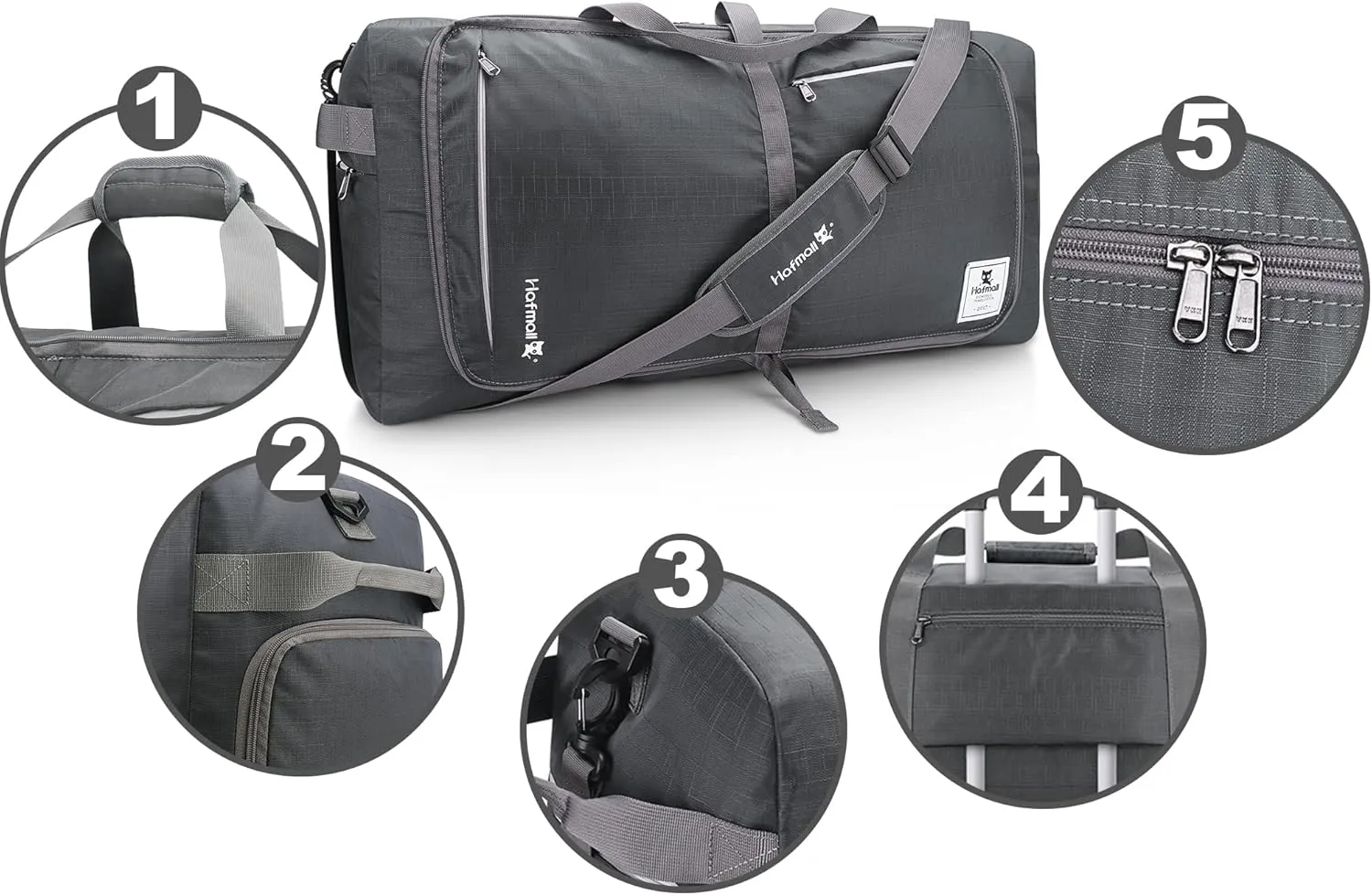 Hafmall 75L Huge Duffel Bags, xl Large Mens Duffle Bag with Shoe Compartments, Dark Gray
