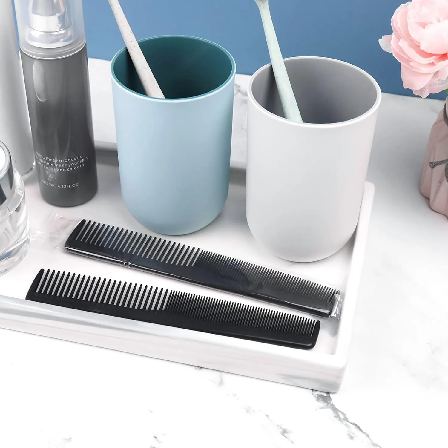 Hair Comb, 50 Pack Disposable Combs Individually Wrapped, Sturdy Double Tooth Hair Pocket Comb, Bulk Combs for Homeless, Charity, Care Pack, Black