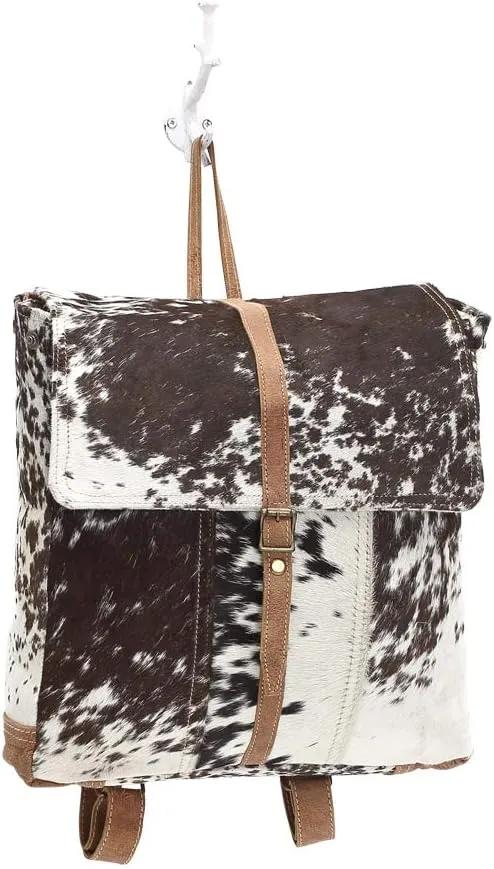 Hair-On Backpack, White, Brown, One Size