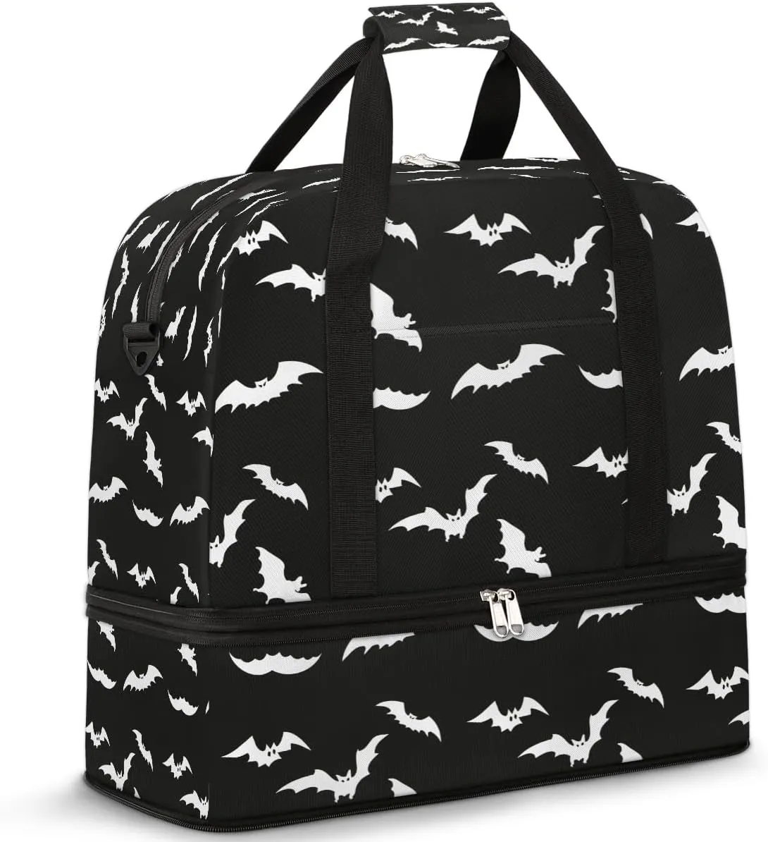 Halloween Goth Bat Travel Duffle Bags With Shoes Compartment for Women Men Weekender Overnight Bag Foldable Sports Tote Gym Carry On Luggage Handlebag for Travel Yoga Hospital Workout