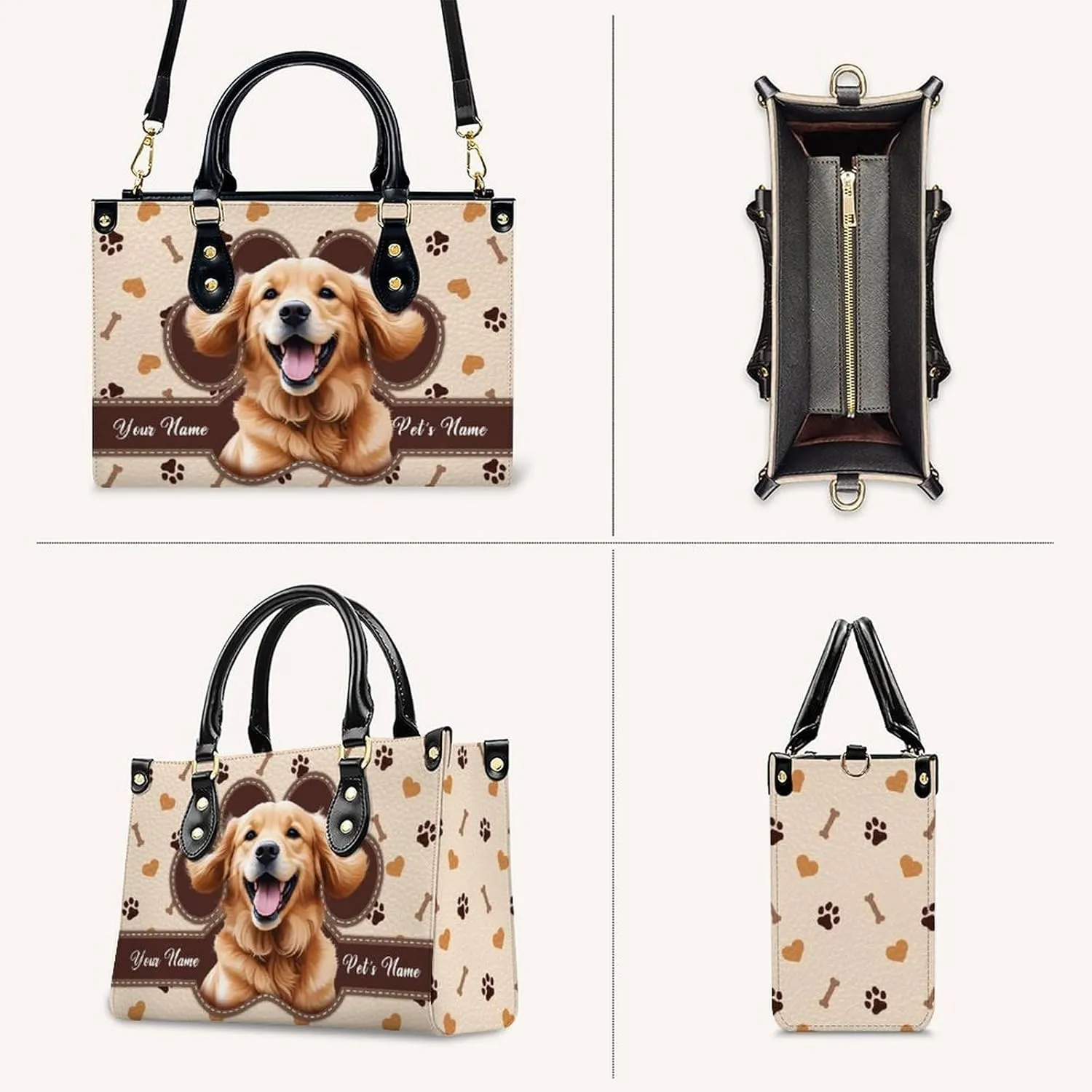 Handbags for Women - Personalized Leather Purse with Name Photo - Tote Bags for Mom Grandma - Custom Gifts Ideas for Her