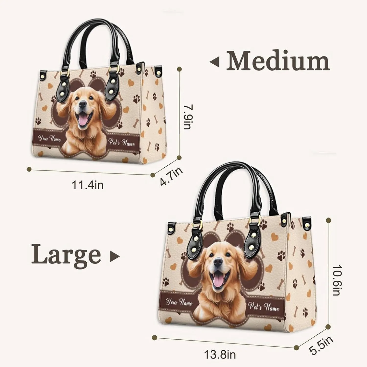 Handbags for Women - Personalized Leather Purse with Name Photo - Tote Bags for Mom Grandma - Custom Gifts Ideas for Her