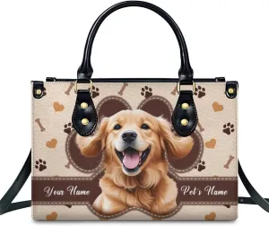 Handbags for Women - Personalized Leather Purse with Name Photo - Tote Bags for Mom Grandma - Custom Gifts Ideas for Her