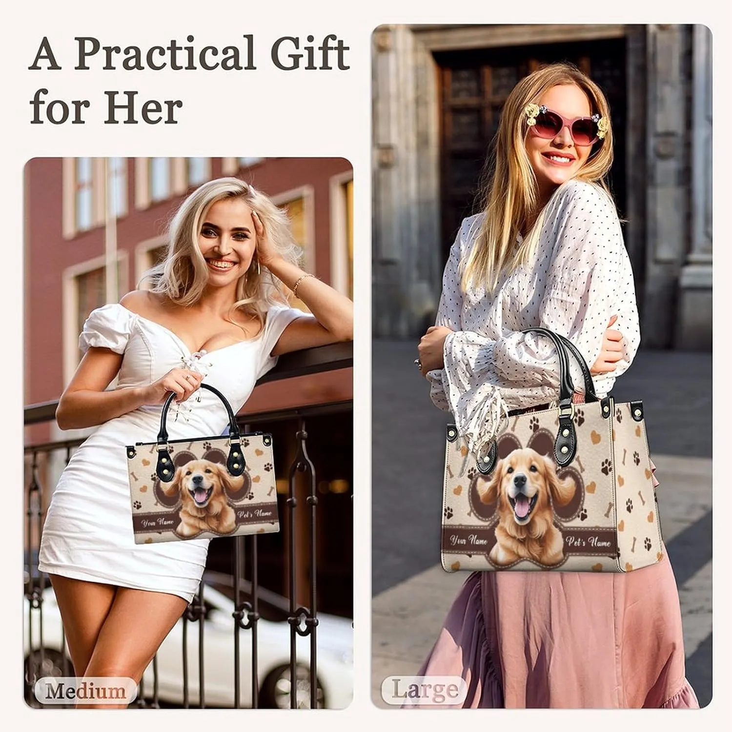 Handbags for Women - Personalized Leather Purse with Name Photo - Tote Bags for Mom Grandma - Custom Gifts Ideas for Her