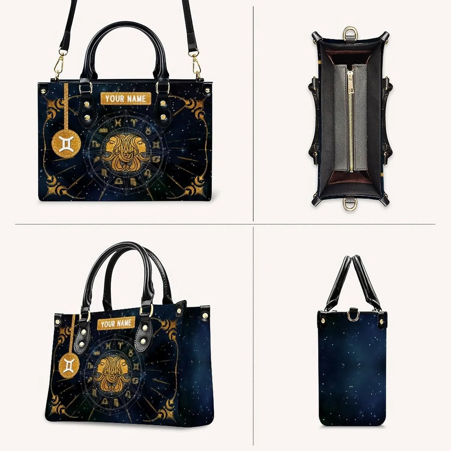 Handbags for Women - Personalized Leather Purse with Name - Tote Bags for Mom Grandma - Zodiac Gifts Ideas for Her