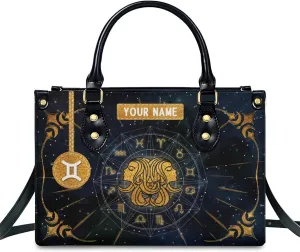 Handbags for Women - Personalized Leather Purse with Name - Tote Bags for Mom Grandma - Zodiac Gifts Ideas for Her