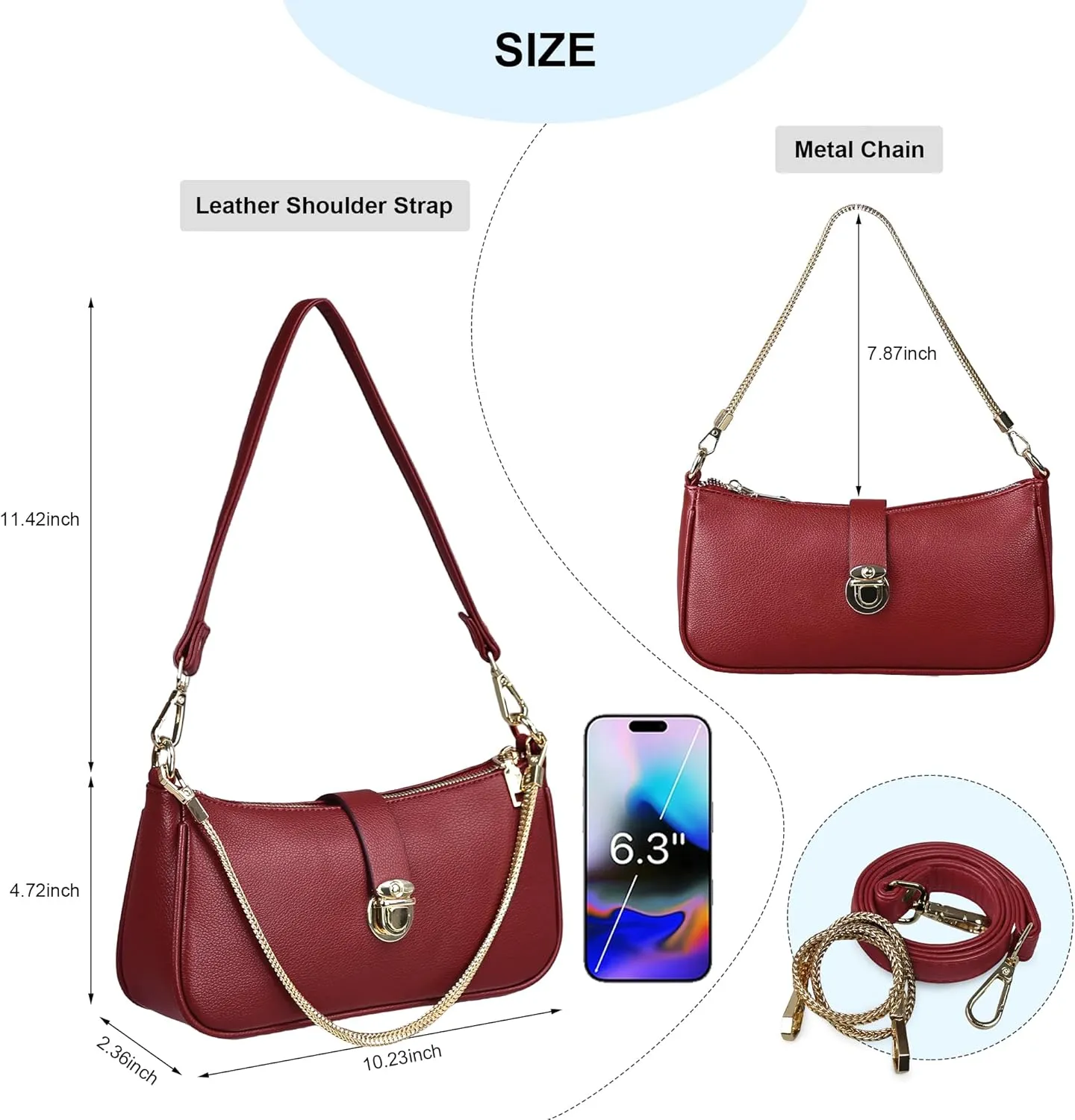 Handbags for Women Vegan Leather Women's Underarm Bag Shoulder Bag for Women Retro Clutch Hobo Purse