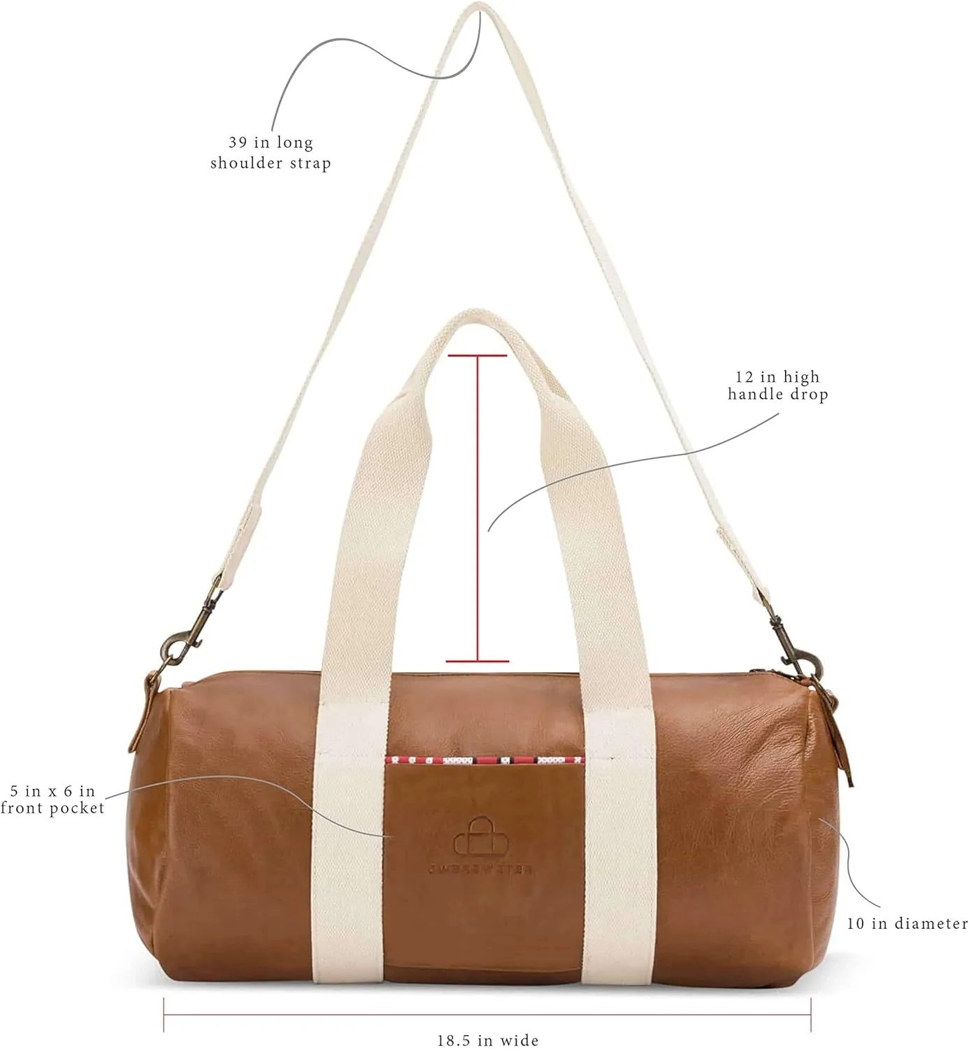 Handmade Full Grain Leather Small Duffel Bag Gym Bag | 23L | 19” | Weekender | Carry On | Sport Bag (Brown) (Classic)