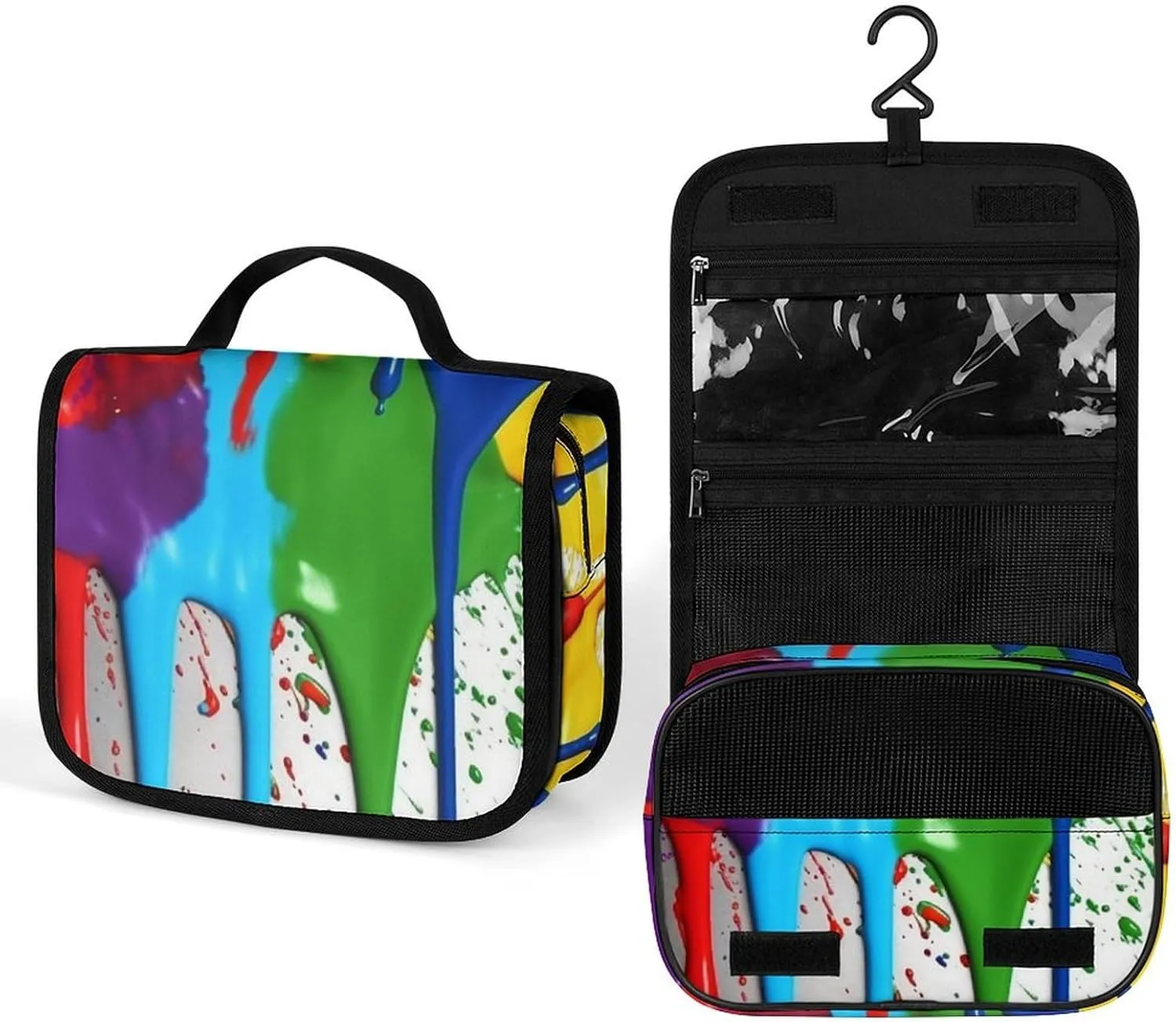 Hanging Paint Splatter Backdrop Printed Toiletry Bag Travel Toiletry Bag Foldable Large-capacity Design Suitable for Travel, Fitness, Camping, Home Use, Etc.