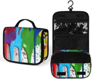 Hanging Paint Splatter Backdrop Printed Toiletry Bag Travel Toiletry Bag Foldable Large-capacity Design Suitable for Travel, Fitness, Camping, Home Use, Etc.