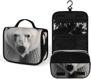 Hanging Polar Bear Printed Toiletry Bag Travel Toiletry Bag Foldable Large-capacity Design Suitable for Travel, Fitness, Camping, Home Use, Etc.