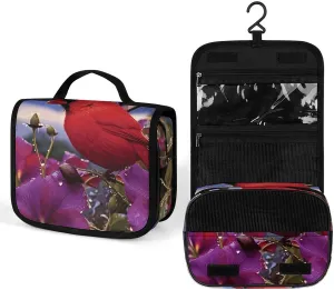Hanging Purple Morning Glory Printed Toiletry Bag Travel Toiletry Bag Foldable Large-capacity Design Suitable for Travel, Fitness, Camping, Home Use, Etc.