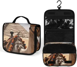 Hanging Pyramid Camel Printed Toiletry Bag Travel Toiletry Bag Foldable Large-capacity Design Suitable for Travel, Fitness, Camping, Home Use, Etc.