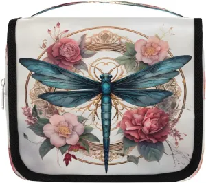 Hanging Travel Toiletry Bag Floral Dragonfly Toiletry Bags with Hanging Hook Portable Cosmetic Bag Makeup Organizer for Travel Business Trip