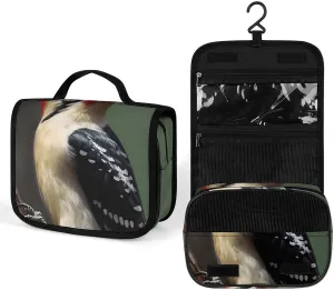 Hanging Woodpecker Printed Toiletry Bag Travel Toiletry Bag Foldable Large-capacity Design Suitable for Travel, Fitness, Camping, Home Use, Etc.