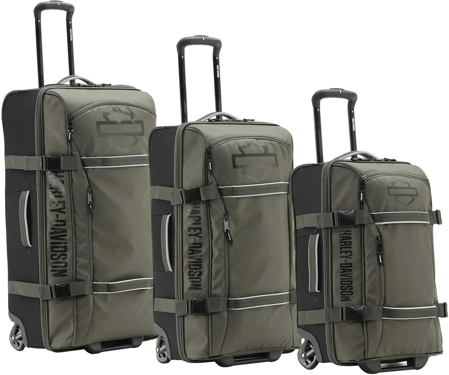 Harley-Davidson Nomad Wheeling Duffel Bag Set w/Shark Wheels - Green/Black