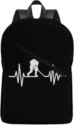 Heartbeat Ice Hockey Fashion Camping Backpack for Men Travel Backpack Casual Shoulder Bag for Work Shopping University