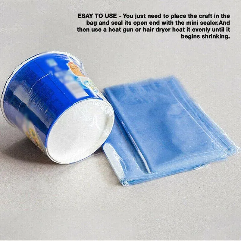 Heat Shrink Bags 100PCS 5Sizes PVC Clear