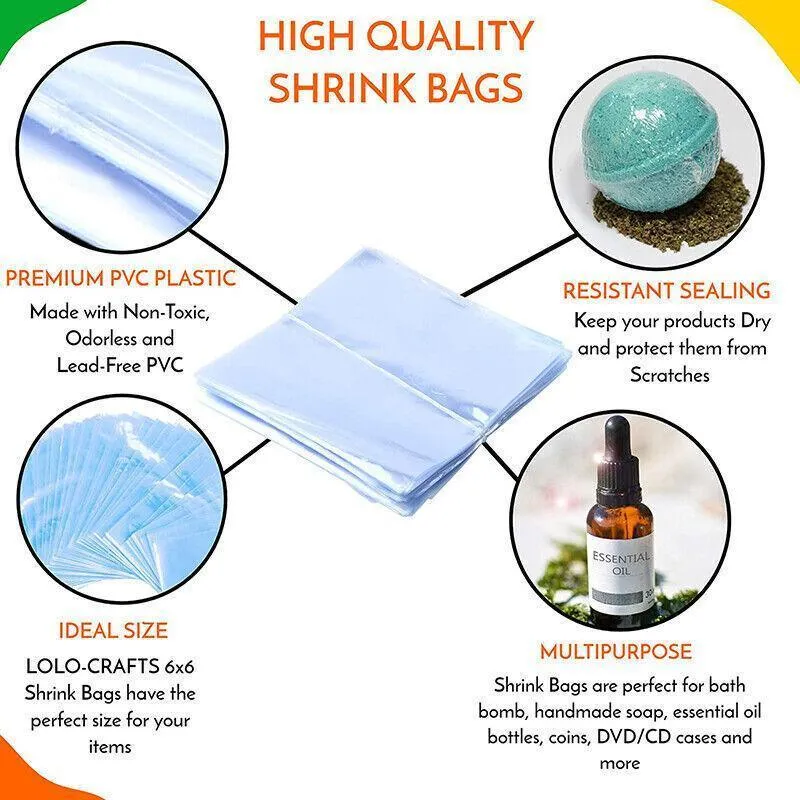 Heat Shrink Bags 100PCS 5Sizes PVC Clear