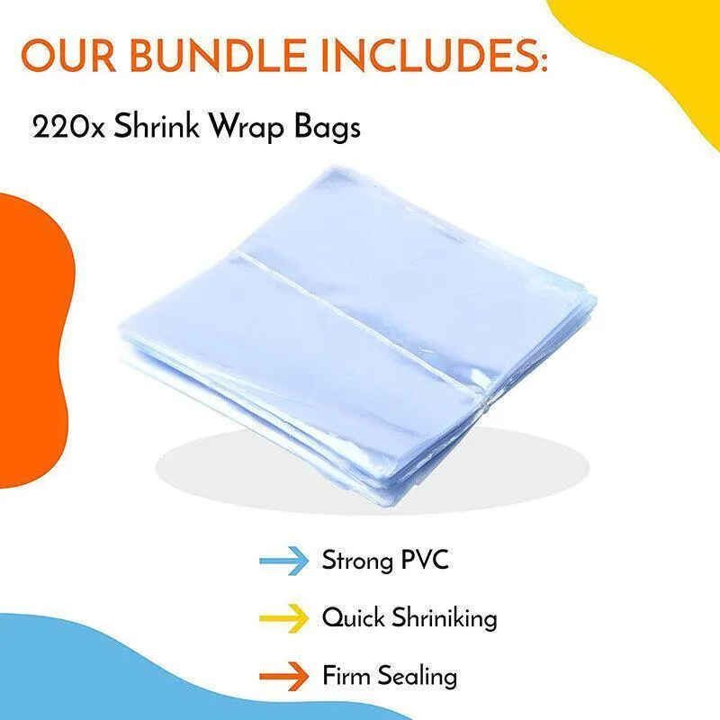 Heat Shrink Bags 100PCS 5Sizes PVC Clear